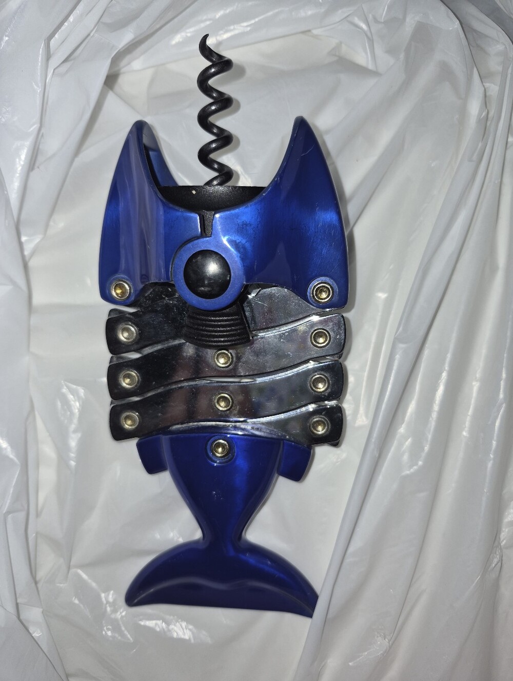Blue Fish Corkscrew Bottle Opener - Sleek Bar Accessory